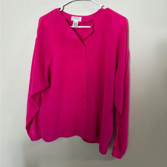Christian Dior Chemises Silk Pink Blouse Women’s 14 Quiet Luxury - Picture 2 of 5